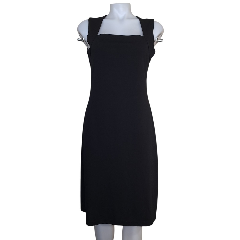 Younique Black Square-Neck Sleeveless Knee-Length‎ Pencil Dress M 100% Polyester